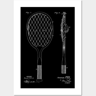 Tennis Racket Vintage Patent Hand Drawing Posters and Art